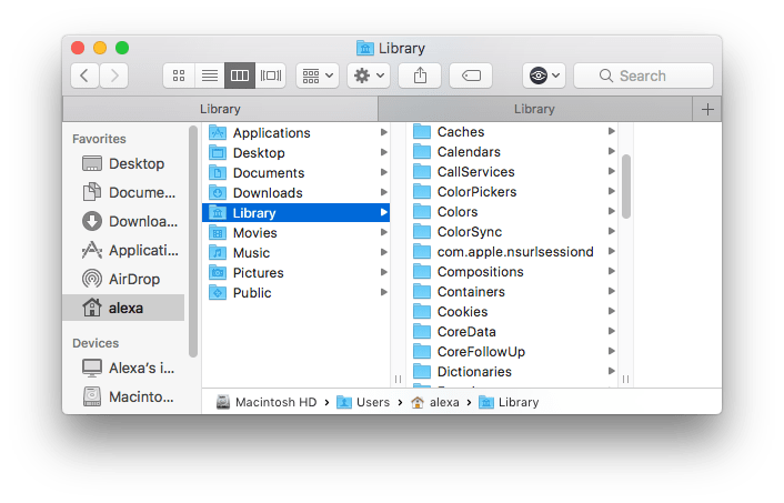 How to go to library preferences in mac air